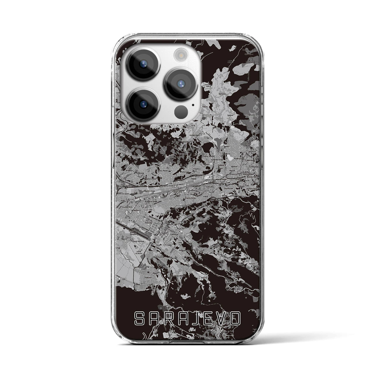 【サラエヴォ（ボスニア・ヘルツェゴビナ）】地図柄iPhoneケース（クリアタイプ）