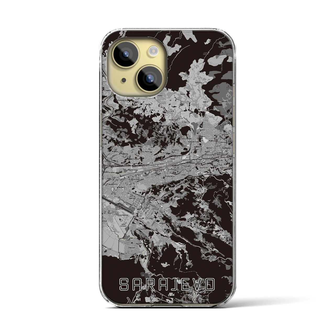 【サラエヴォ（ボスニア・ヘルツェゴビナ）】地図柄iPhoneケース（クリアタイプ）