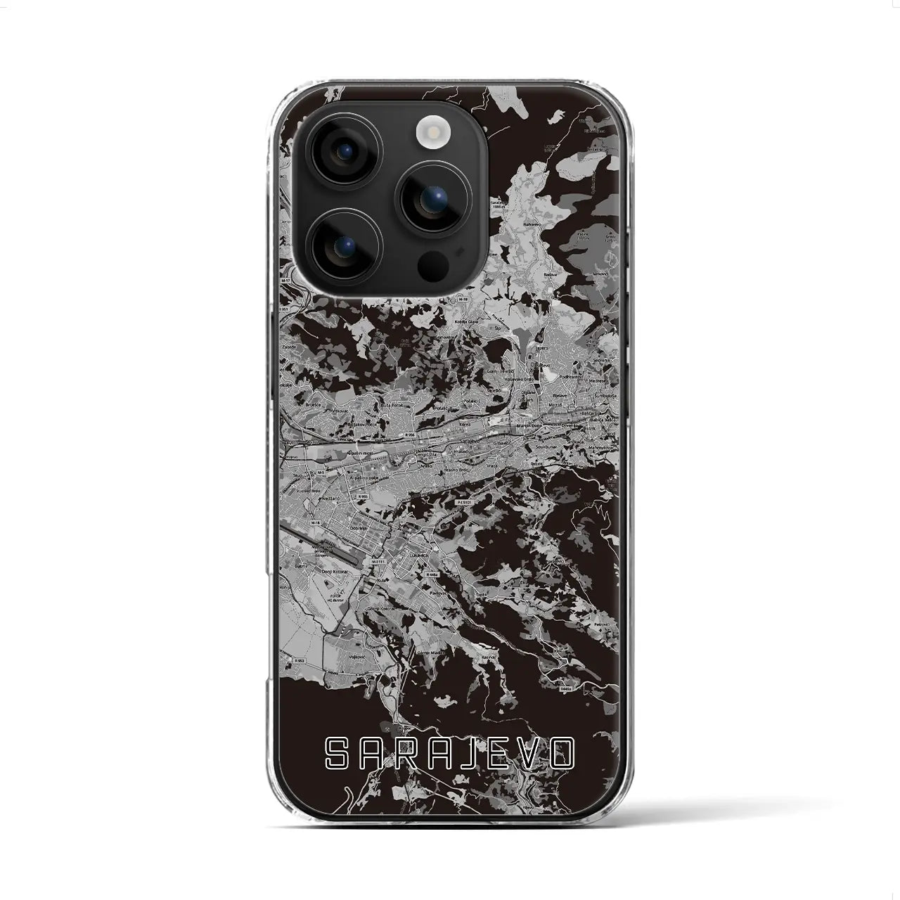 【サラエヴォ（ボスニア・ヘルツェゴビナ）】地図柄iPhoneケース（クリアタイプ）