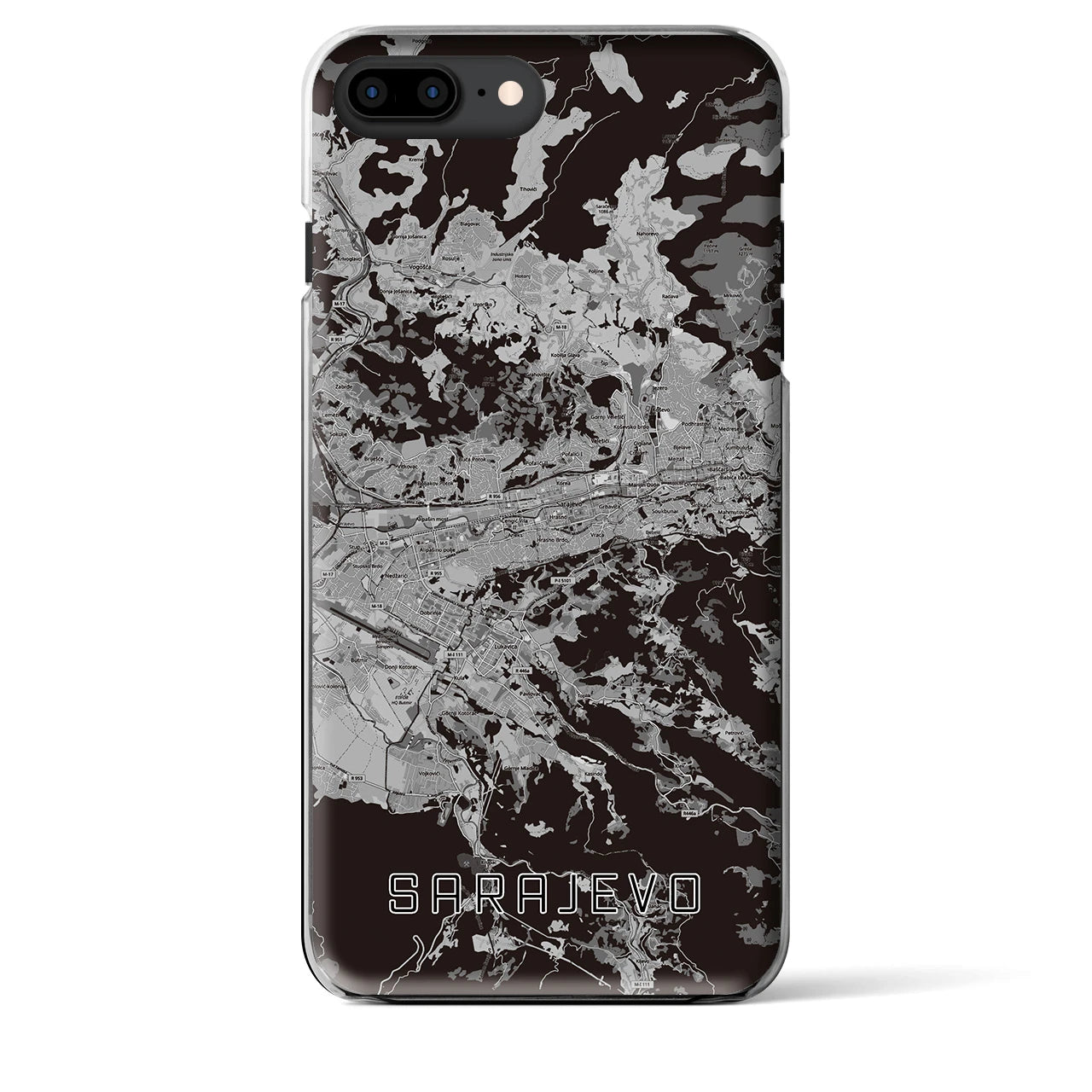 【サラエヴォ（ボスニア・ヘルツェゴビナ）】地図柄iPhoneケース（クリアタイプ）