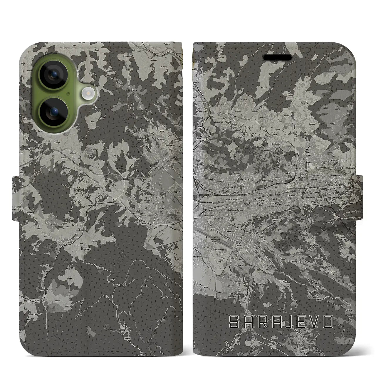 【サラエヴォ（ボスニア・ヘルツェゴビナ）】地図柄iPhoneケース（手帳タイプ）