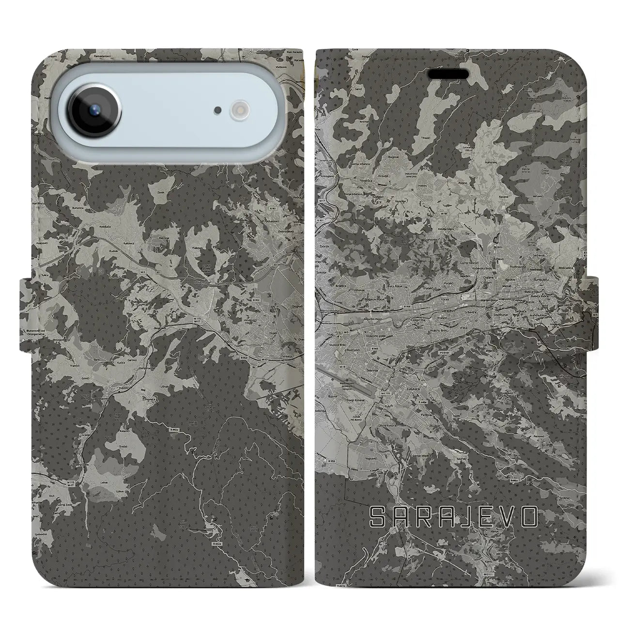 【サラエヴォ（ボスニア・ヘルツェゴビナ）】地図柄iPhoneケース（手帳タイプ）