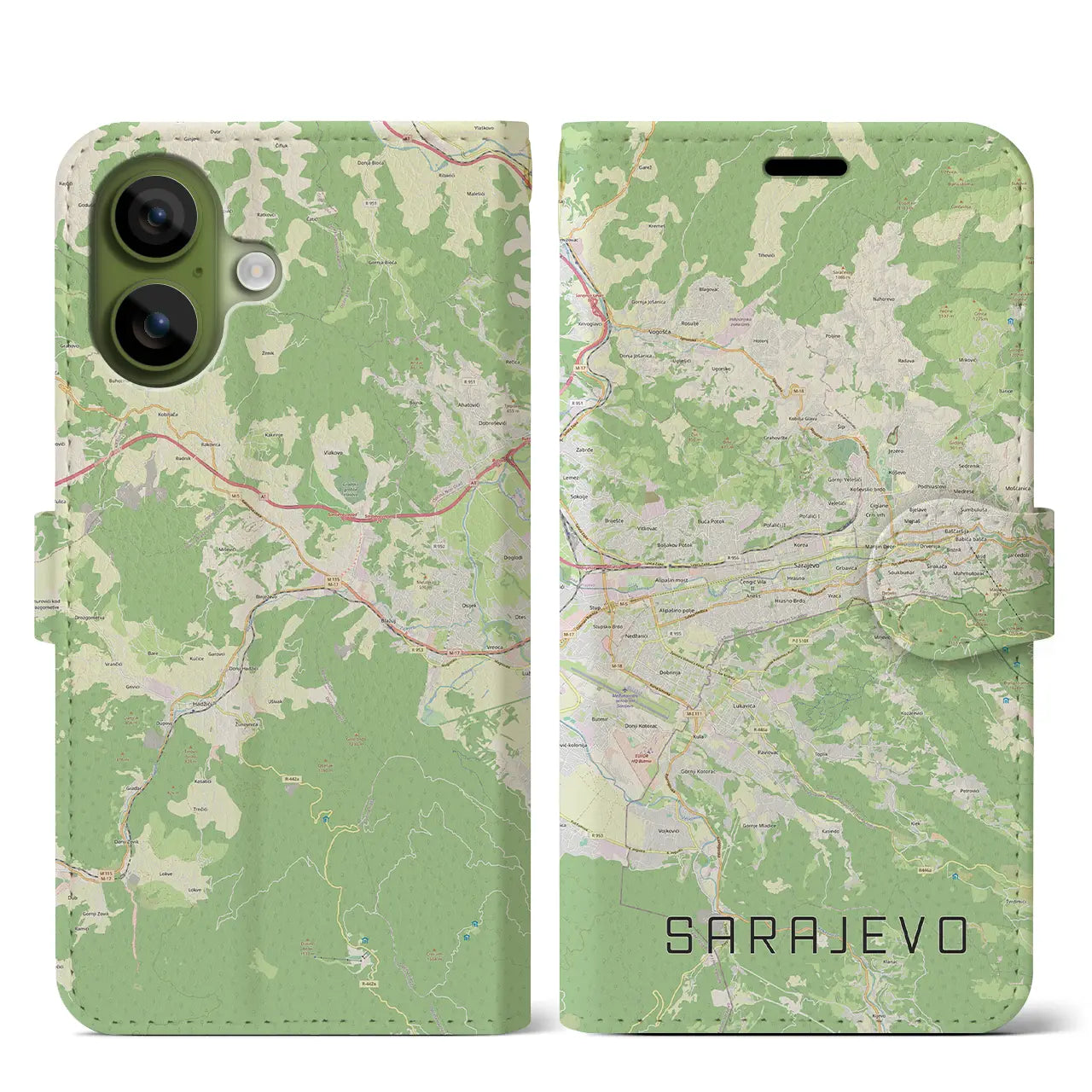 【サラエヴォ（ボスニア・ヘルツェゴビナ）】地図柄iPhoneケース（手帳タイプ）