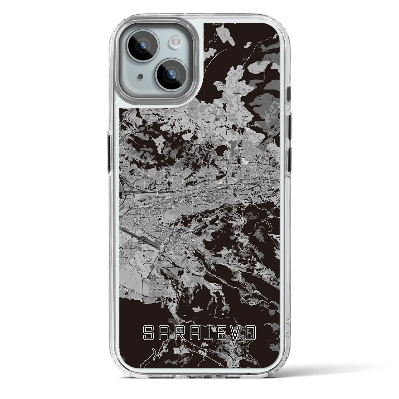 【サラエヴォ（ボスニア・ヘルツェゴビナ）】地図柄iPhoneケース（MagSafeタイプ）