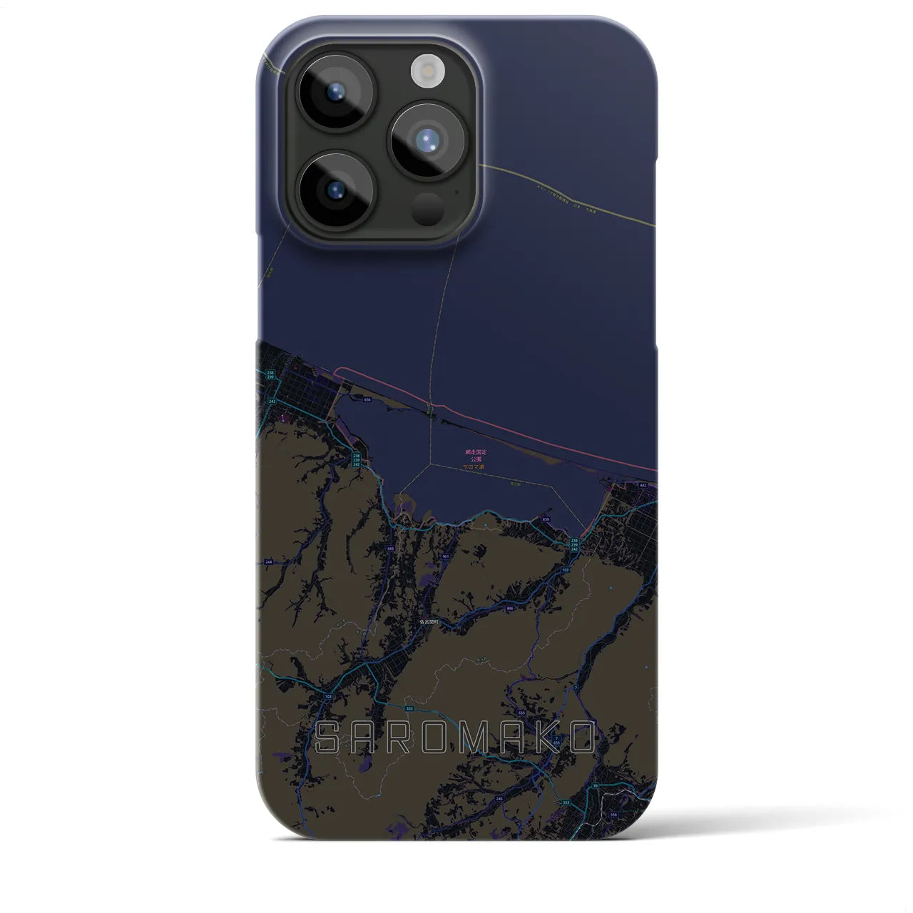 【サロマ湖（北海道）】地図柄iPhoneケース（バックカバータイプ）