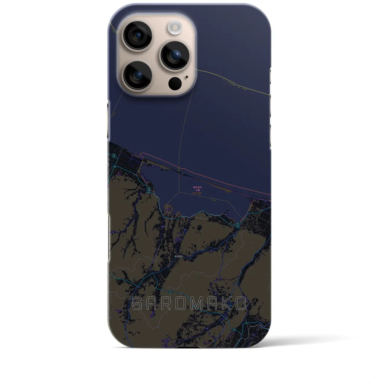 【サロマ湖（北海道）】地図柄iPhoneケース（バックカバータイプ）