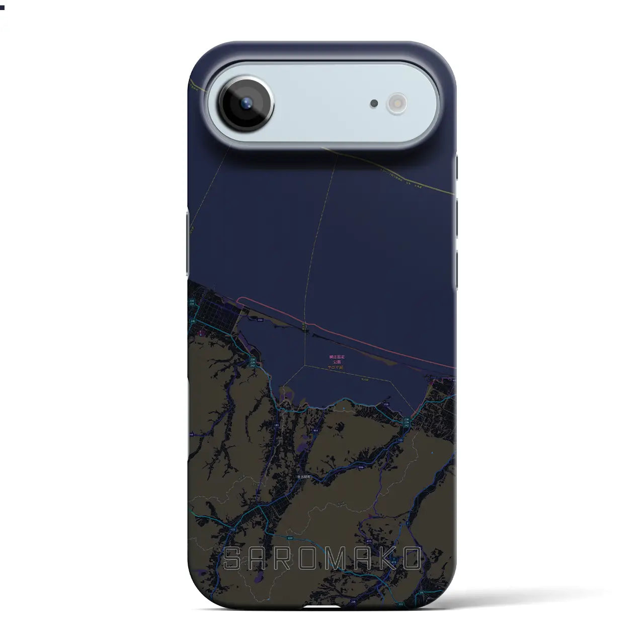 【サロマ湖（北海道）】地図柄iPhoneケース（バックカバータイプ）