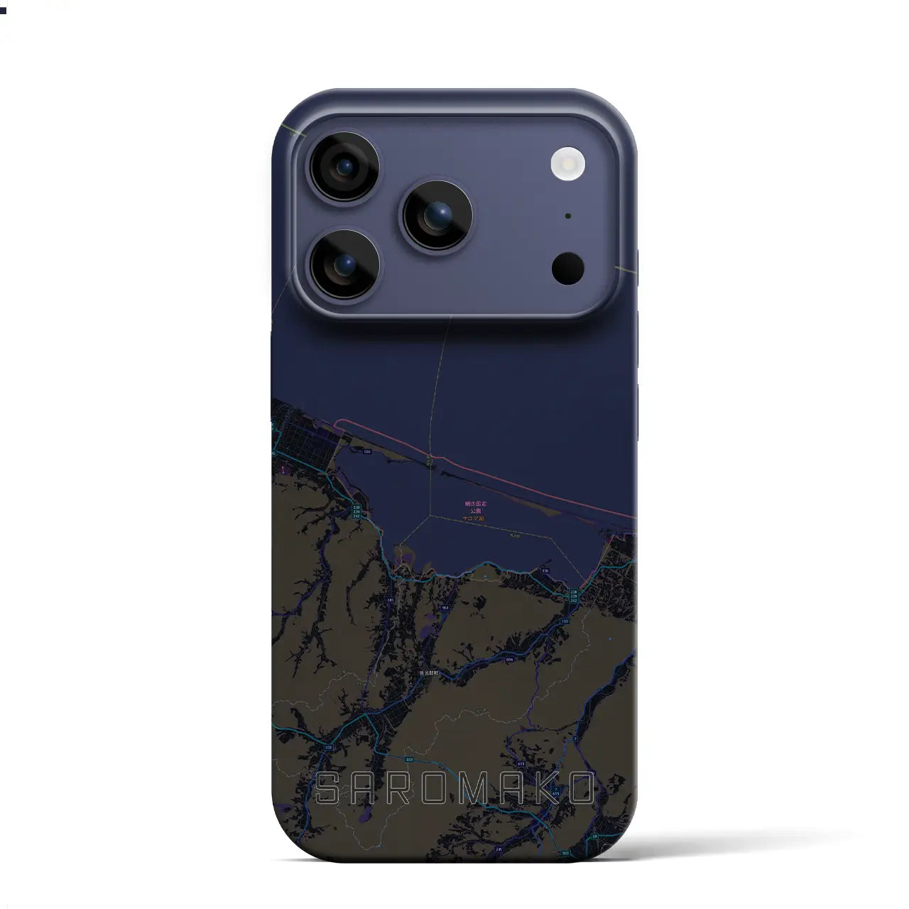 【サロマ湖（北海道）】地図柄iPhoneケース（バックカバータイプ）