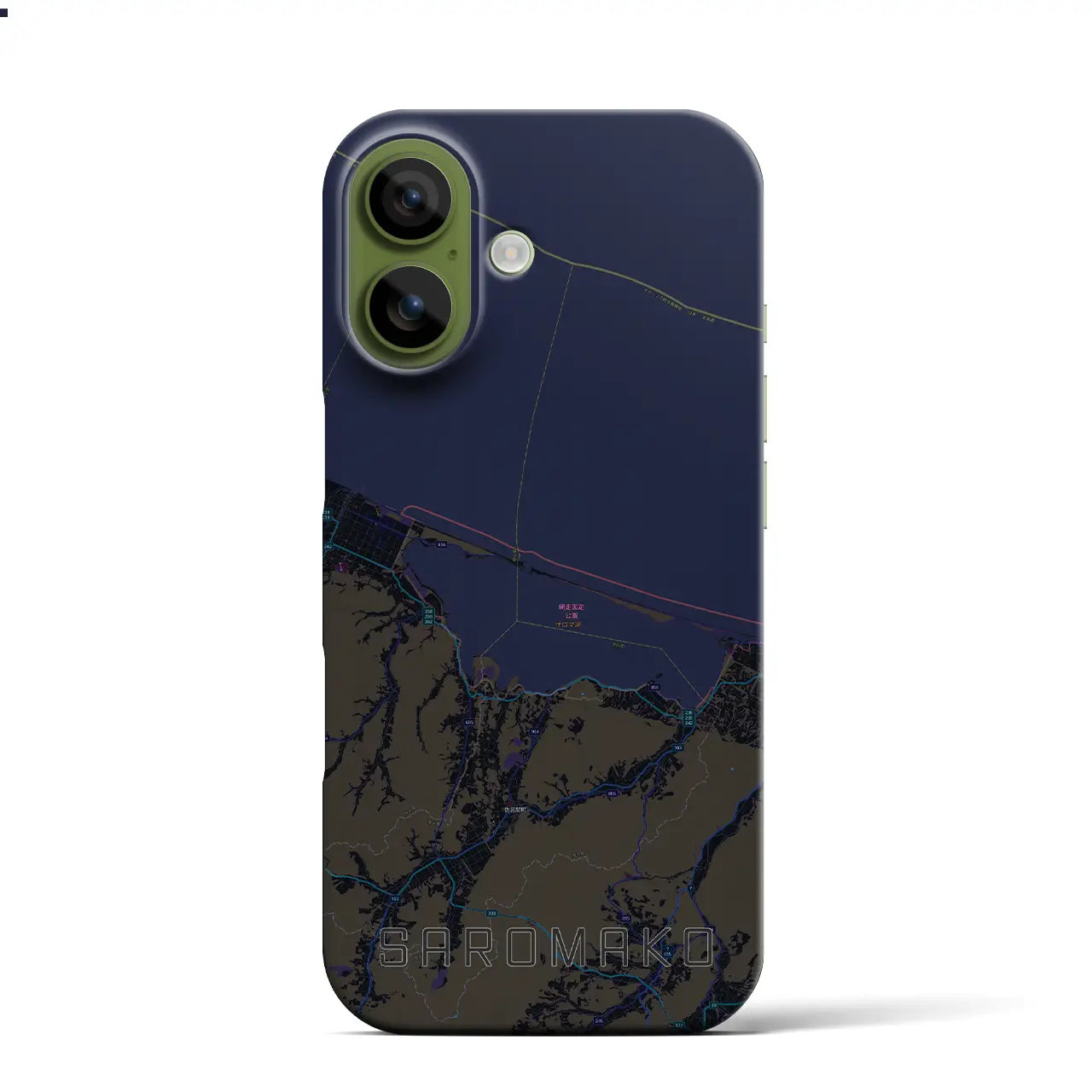 【サロマ湖（北海道）】地図柄iPhoneケース（バックカバータイプ）