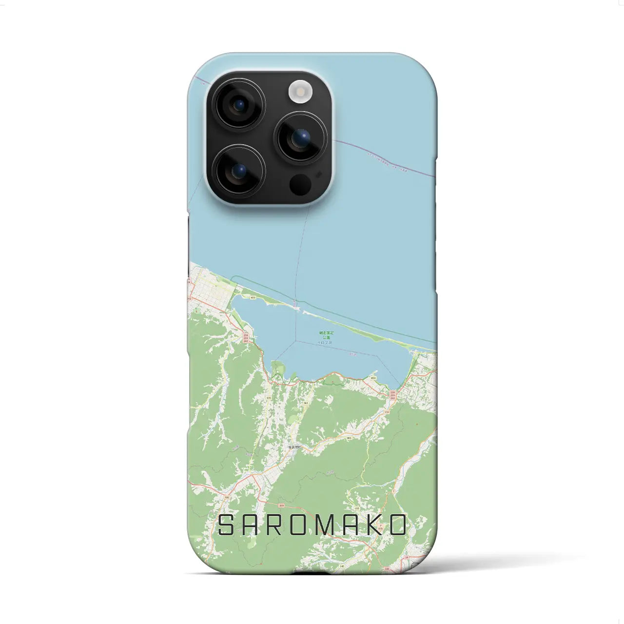 【サロマ湖（北海道）】地図柄iPhoneケース（バックカバータイプ）