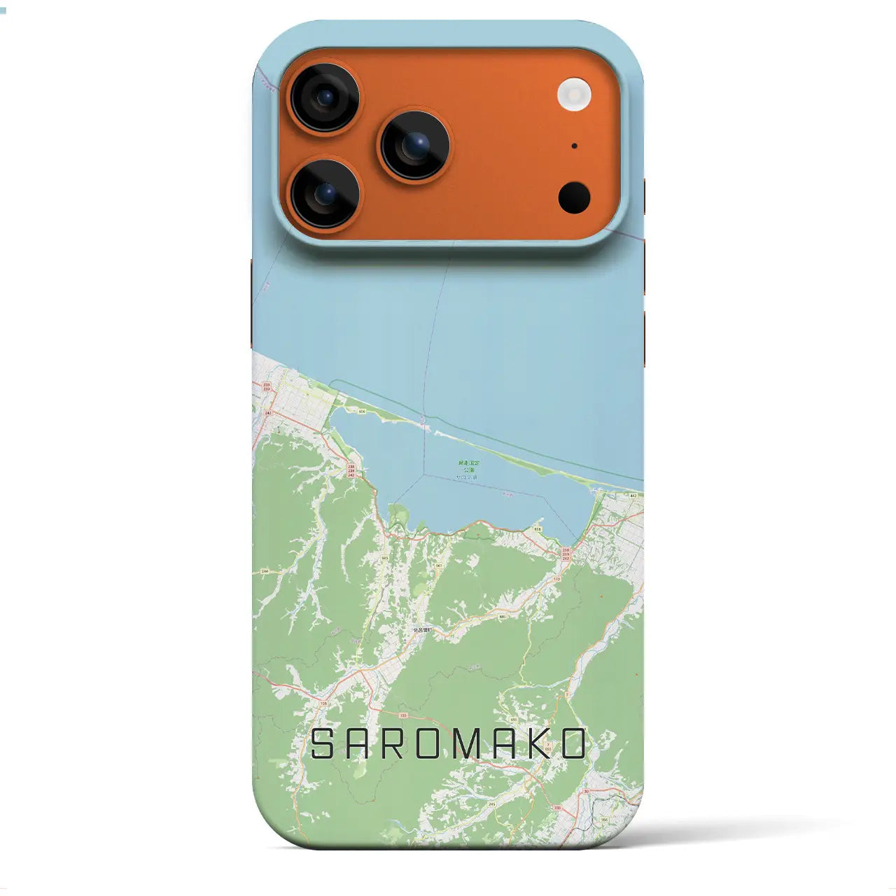 【サロマ湖（北海道）】地図柄iPhoneケース（バックカバータイプ）