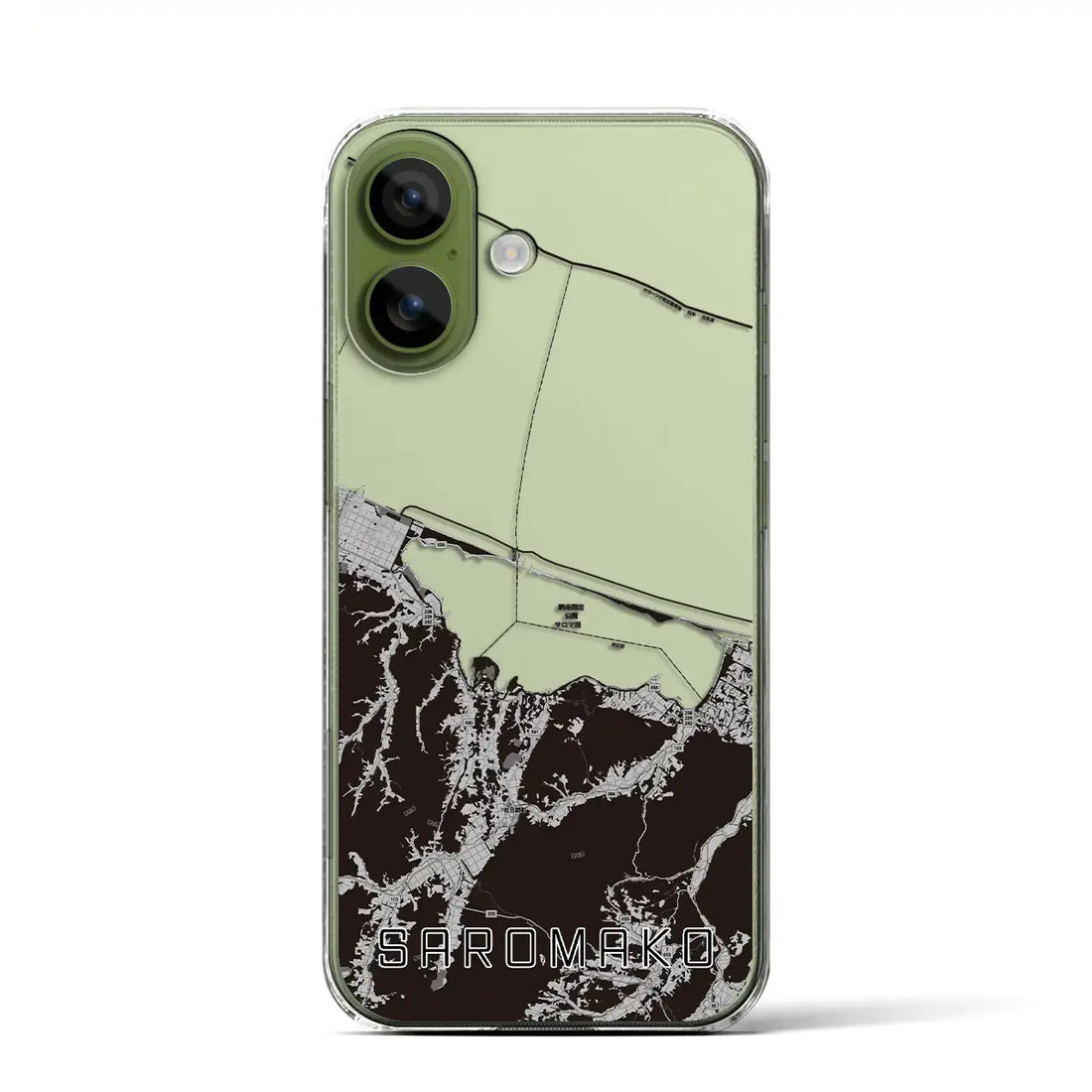 【サロマ湖（北海道）】地図柄iPhoneケース（クリアタイプ）モノトーン・iPhone 17 Pro Max 用