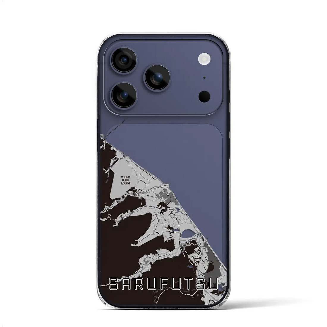 【猿払（北海道）】地図柄iPhoneケース（クリアタイプ）モノトーン・iPhone 17 Pro Max 用