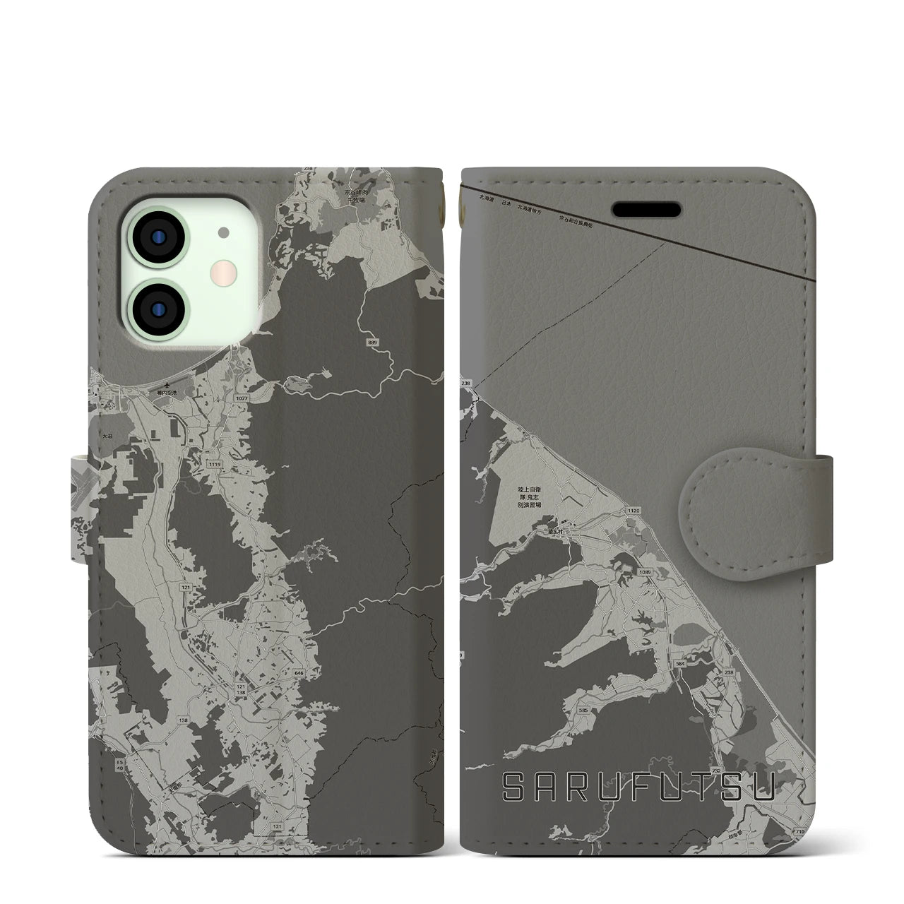 【猿払（北海道）】地図柄iPhoneケース（手帳タイプ）