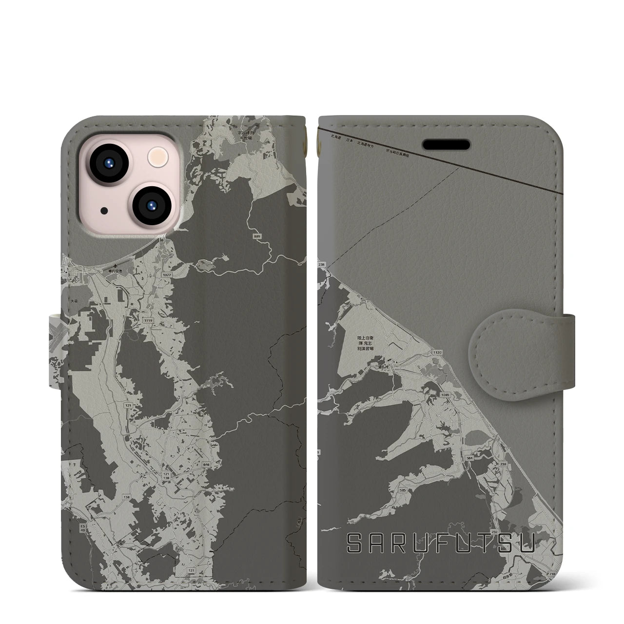【猿払（北海道）】地図柄iPhoneケース（手帳タイプ）