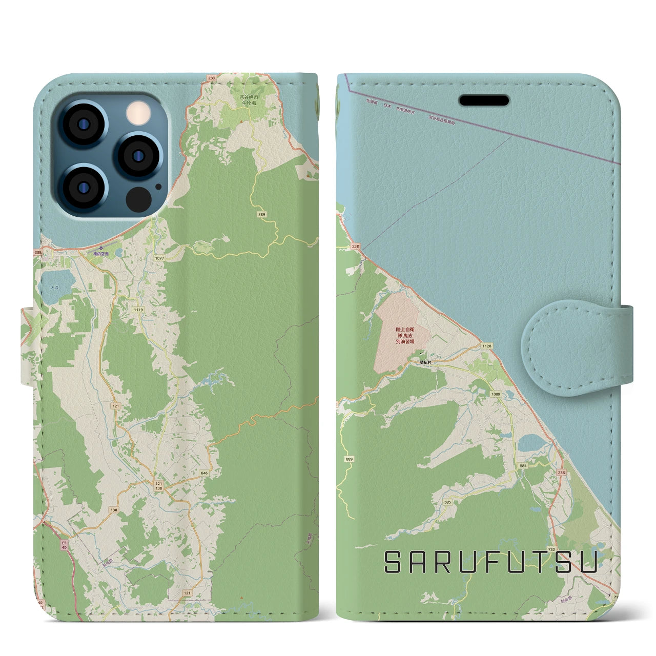 【猿払（北海道）】地図柄iPhoneケース（手帳タイプ）