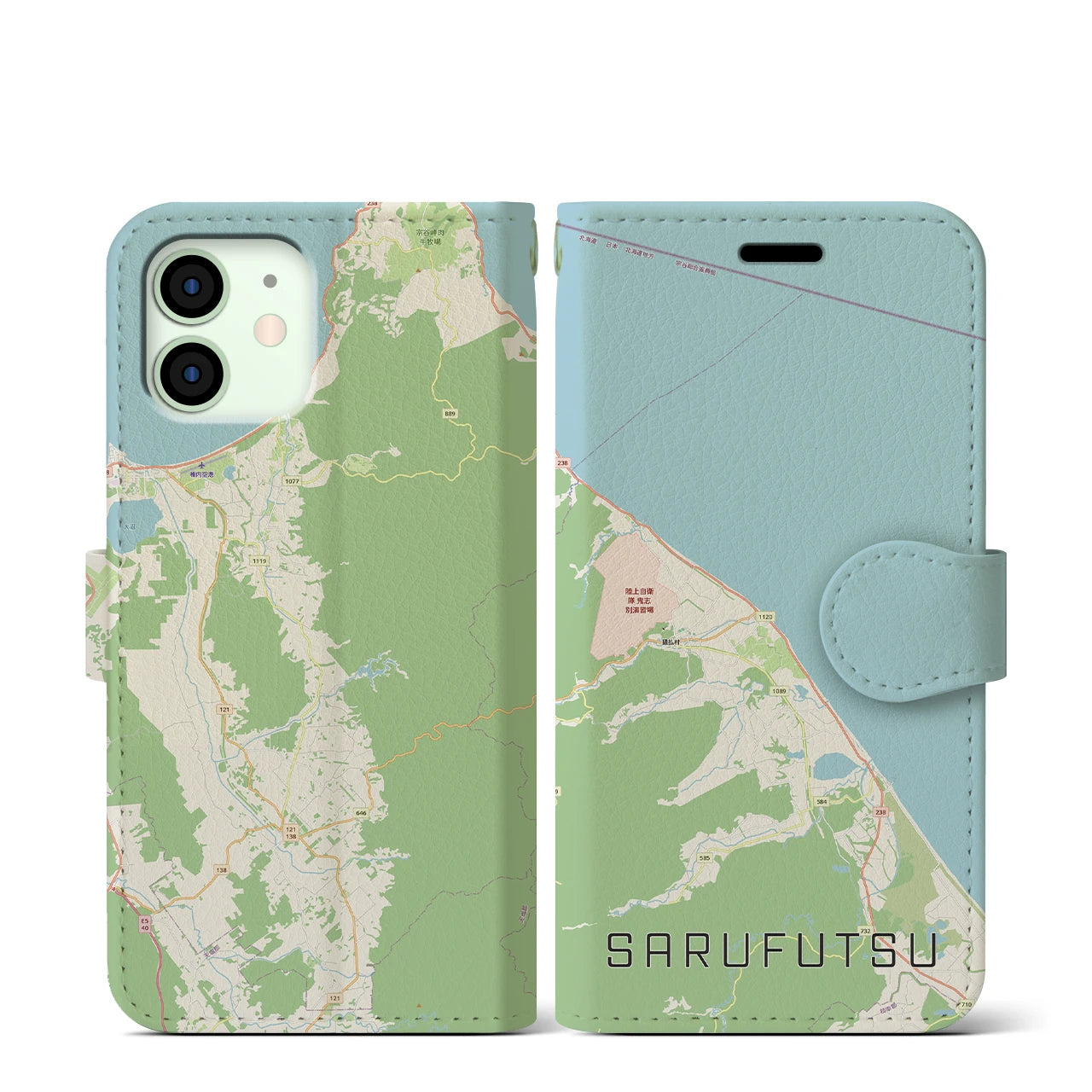 【猿払（北海道）】地図柄iPhoneケース（手帳タイプ）