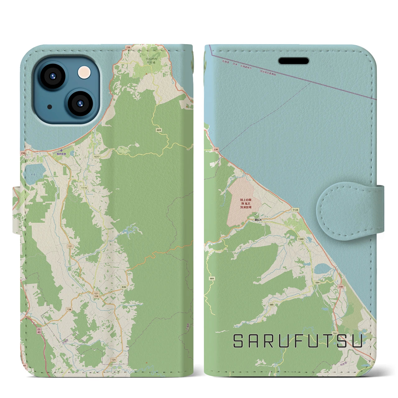 【猿払（北海道）】地図柄iPhoneケース（手帳タイプ）