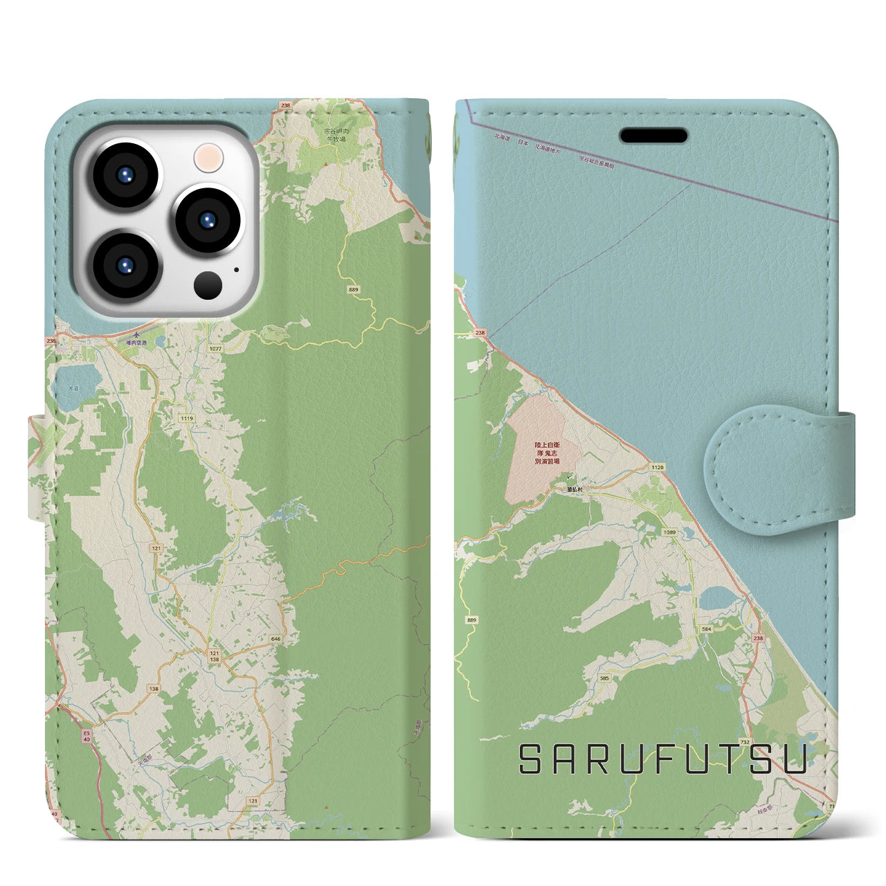 【猿払（北海道）】地図柄iPhoneケース（手帳タイプ）