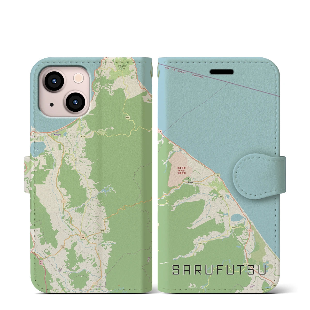 【猿払（北海道）】地図柄iPhoneケース（手帳タイプ）