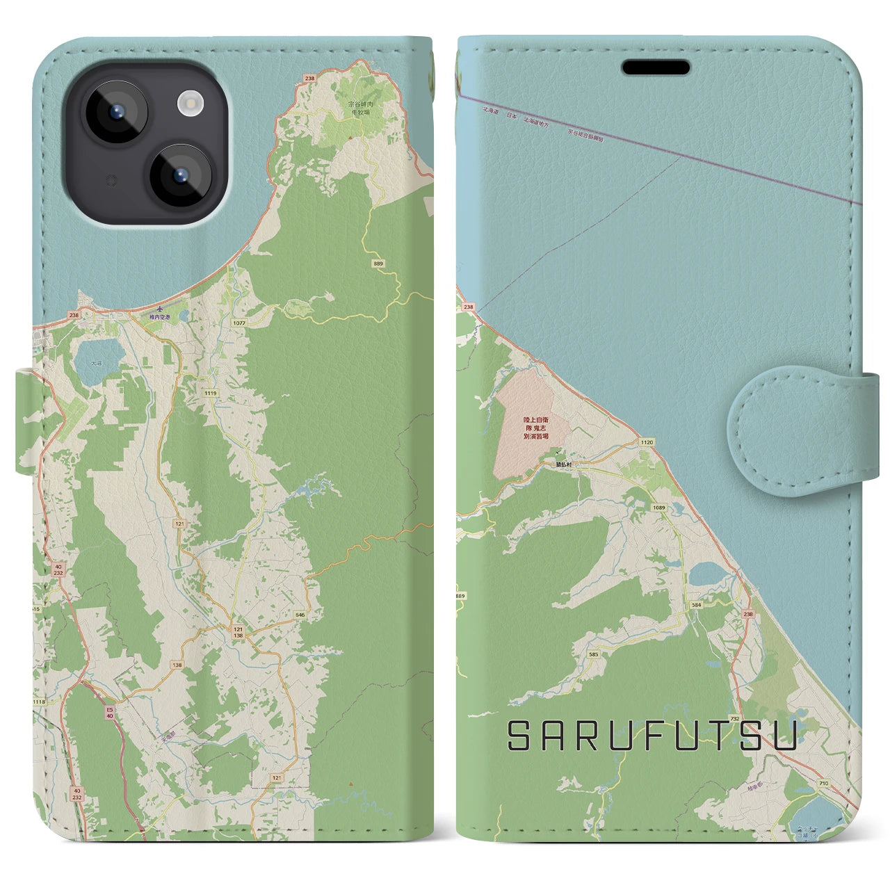 【猿払（北海道）】地図柄iPhoneケース（手帳タイプ）