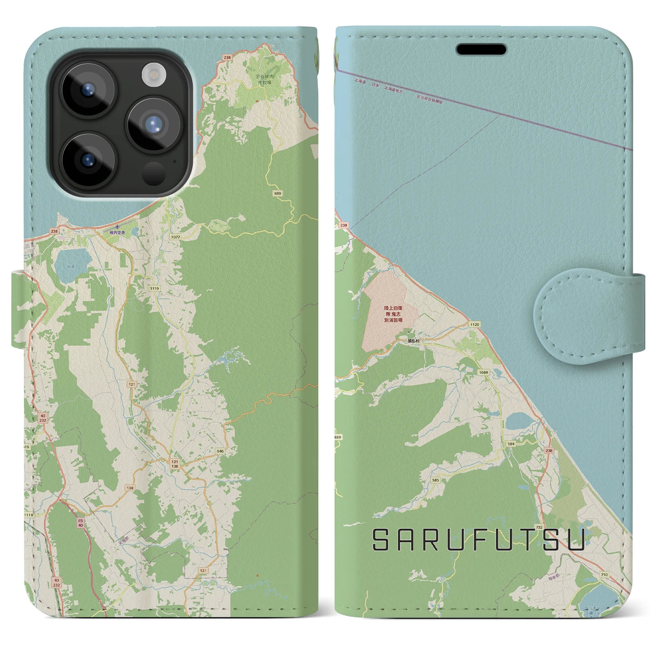 【猿払（北海道）】地図柄iPhoneケース（手帳タイプ）
