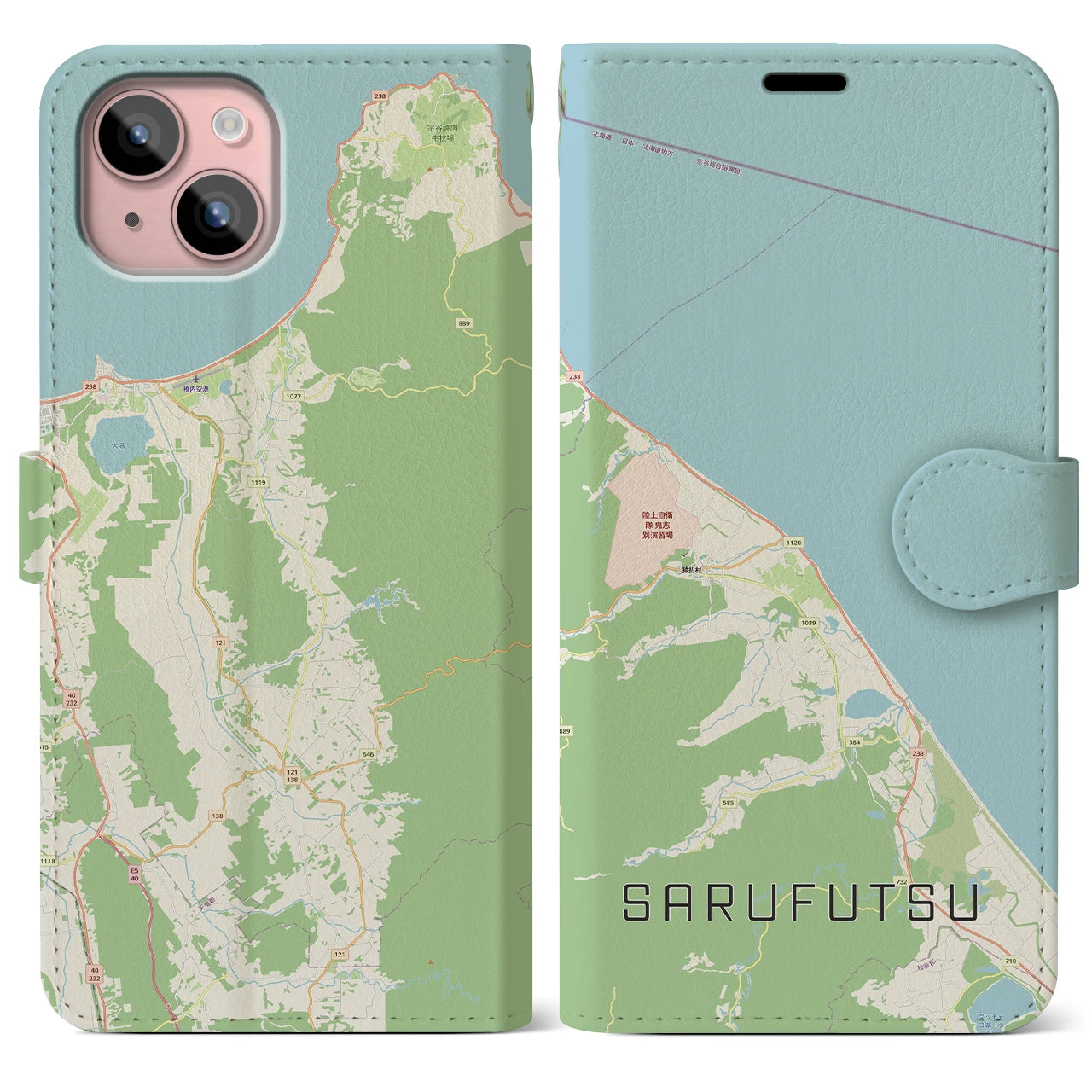 【猿払（北海道）】地図柄iPhoneケース（手帳タイプ）