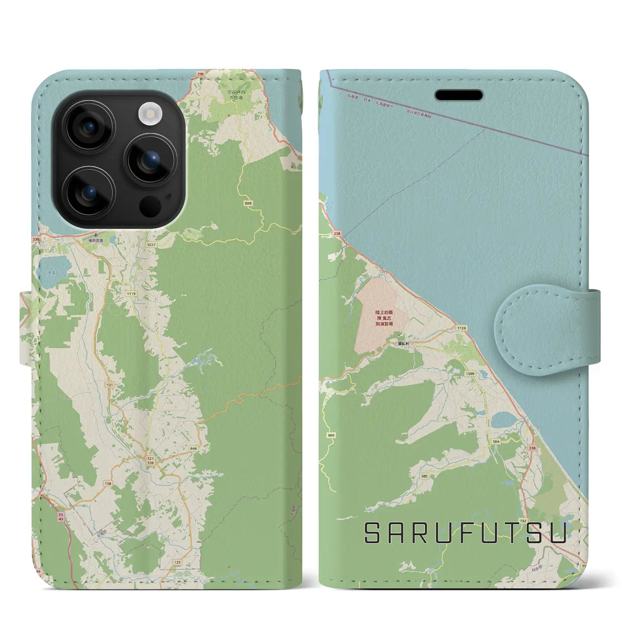 【猿払（北海道）】地図柄iPhoneケース（手帳タイプ）