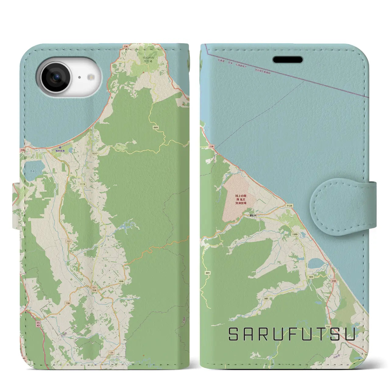 【猿払（北海道）】地図柄iPhoneケース（手帳タイプ）