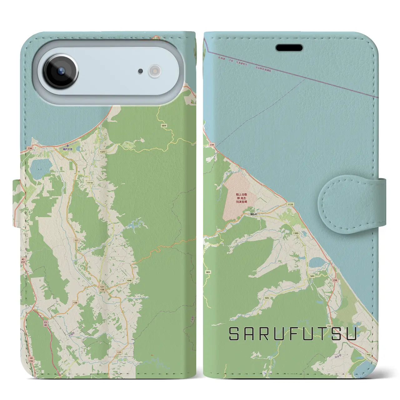 【猿払（北海道）】地図柄iPhoneケース（手帳タイプ）