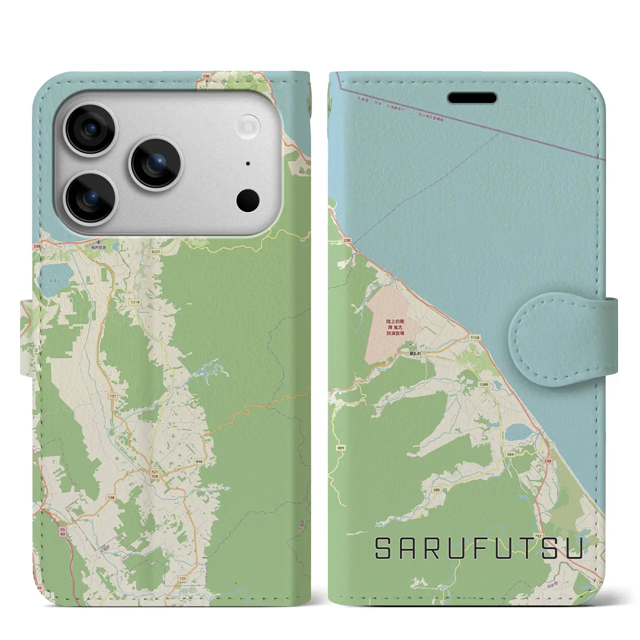 【猿払（北海道）】地図柄iPhoneケース（手帳タイプ）