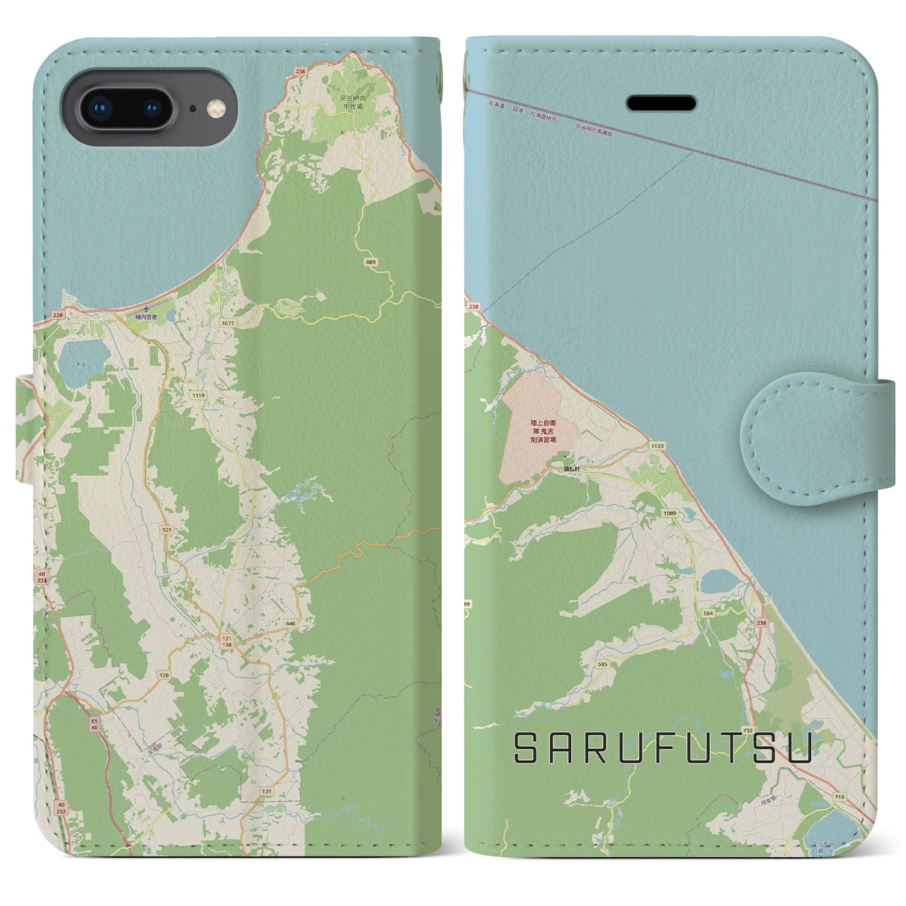 【猿払（北海道）】地図柄iPhoneケース（手帳タイプ）