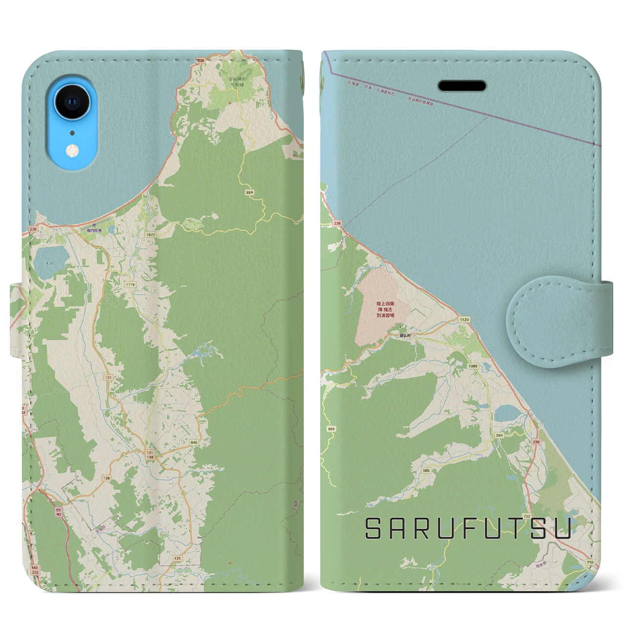 【猿払（北海道）】地図柄iPhoneケース（手帳タイプ）