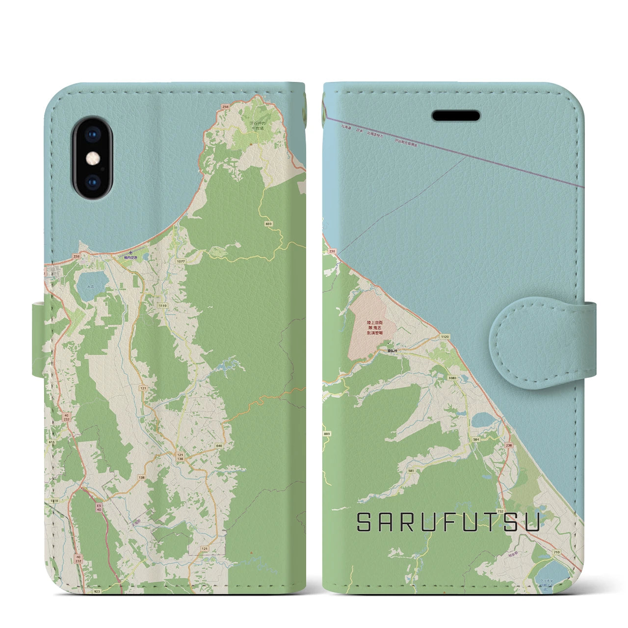 【猿払（北海道）】地図柄iPhoneケース（手帳タイプ）