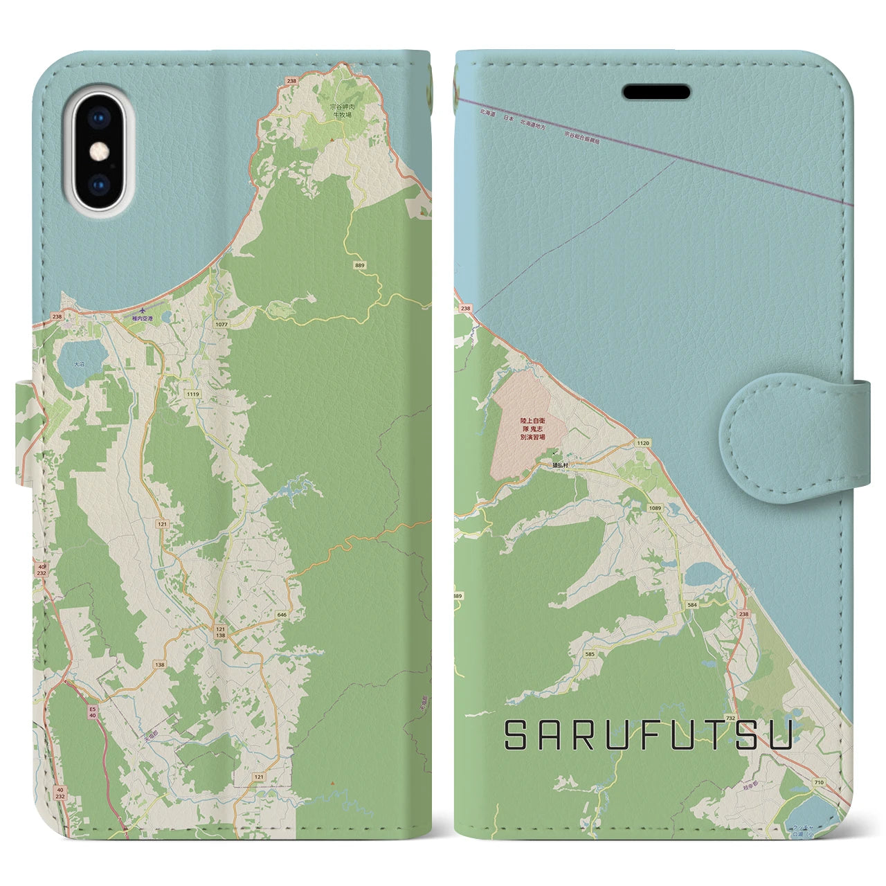 【猿払（北海道）】地図柄iPhoneケース（手帳タイプ）