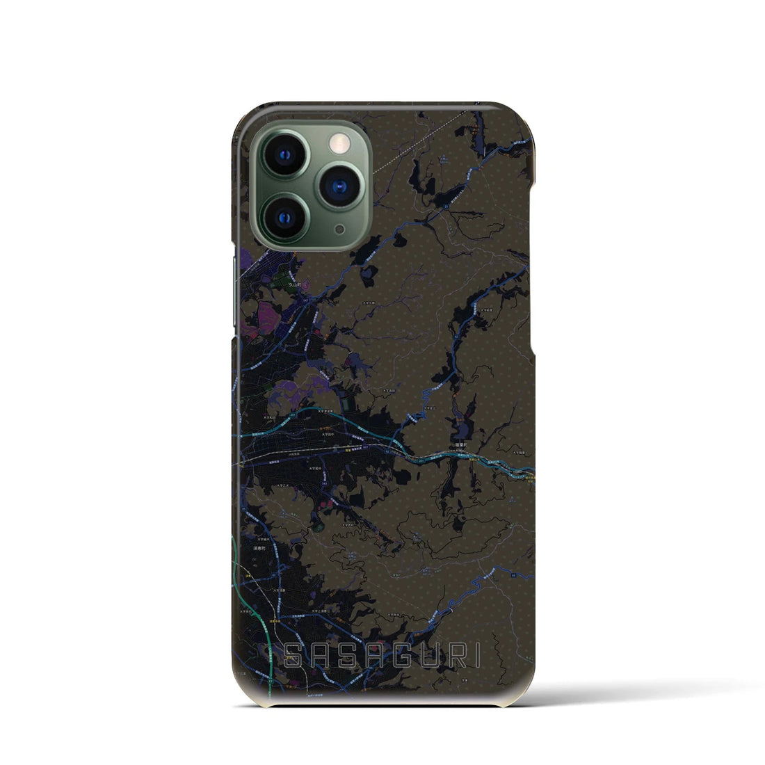 【篠栗(福岡県)】地図柄iPhoneケース(バックカバータイプ)ブラック・iPhone 11 Pro 用