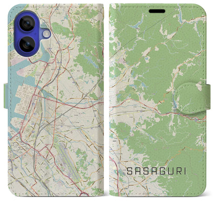 【篠栗（福岡県）】地図柄iPhoneケース（手帳タイプ）ナチュラル・iPhone 16 Pro Max 用