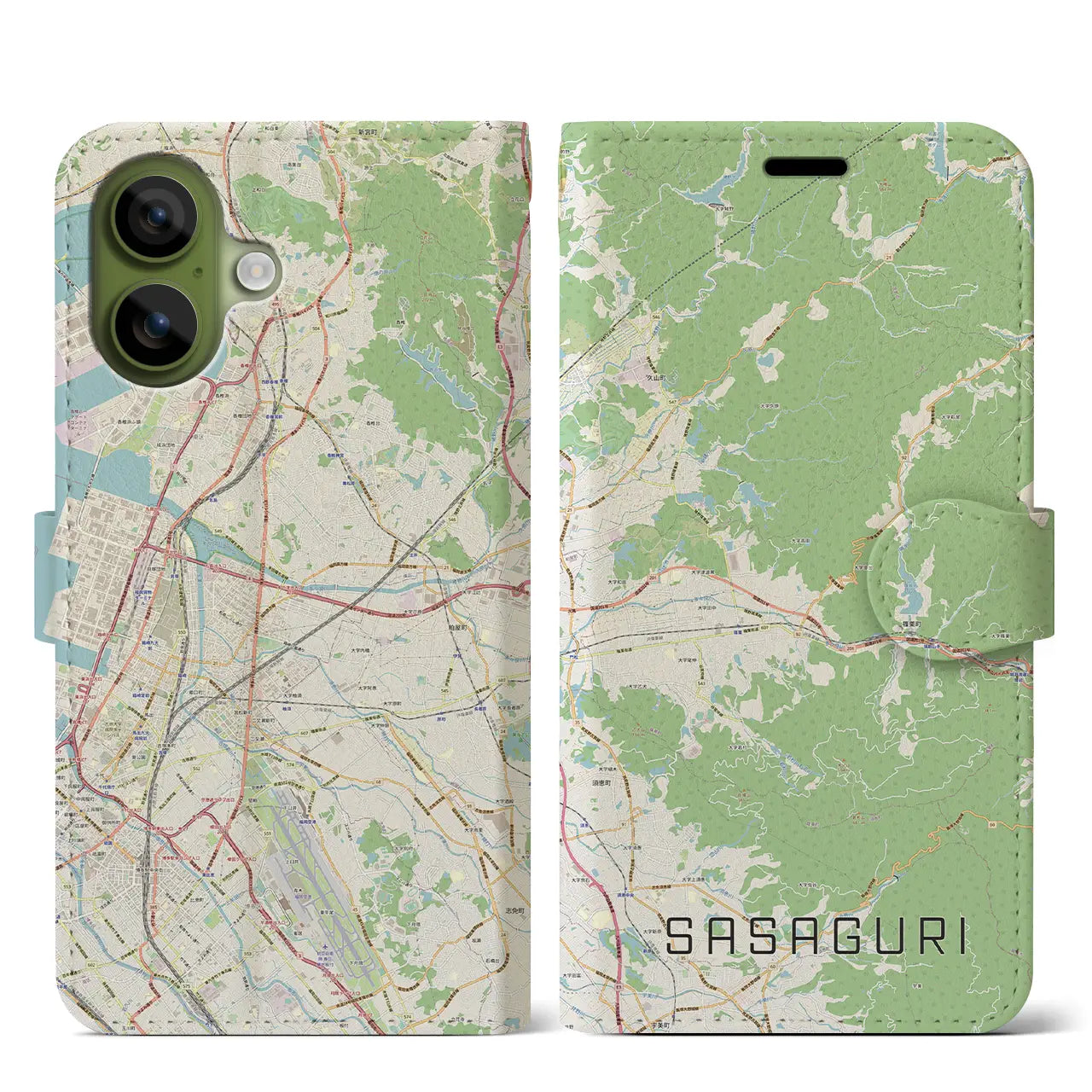 【篠栗（福岡県）】地図柄iPhoneケース（手帳タイプ）