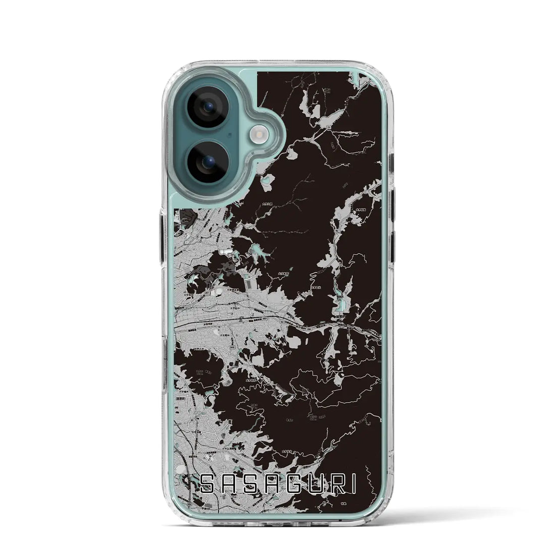 【篠栗（福岡県）】地図柄iPhoneケース（MagSafeタイプ）モノトーン・iPhone 16 Pro 用