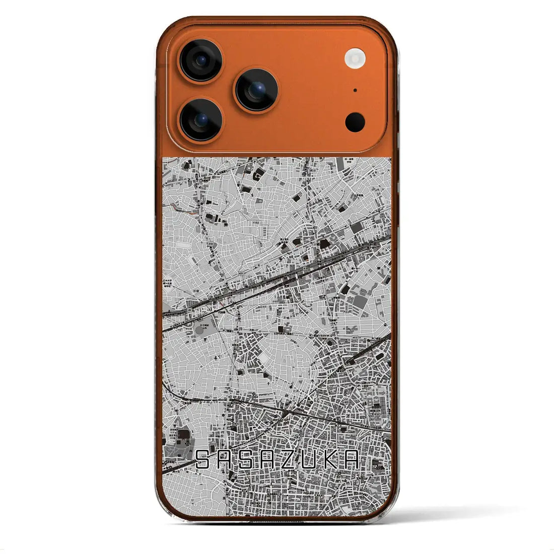 【笹塚（東京都）】地図柄iPhoneケース（クリアタイプ）モノトーン・iPhone 17 Pro Max 用