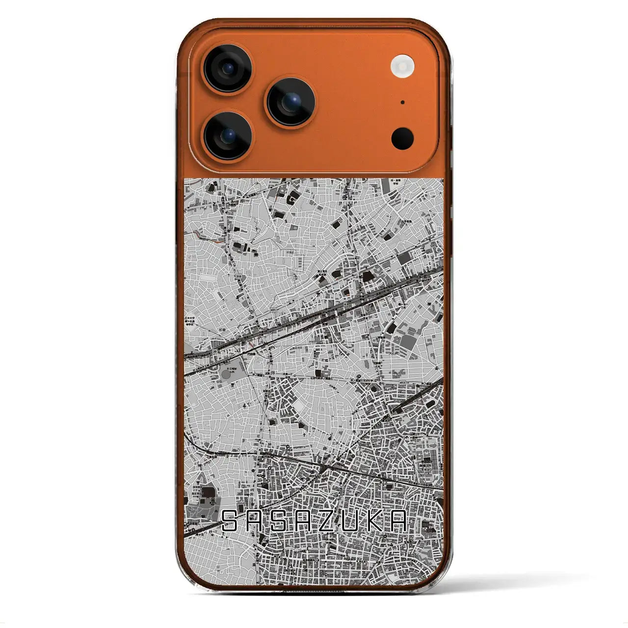 【笹塚（東京都）】地図柄iPhoneケース（クリアタイプ）モノトーン・iPhone 17 Pro Max 用