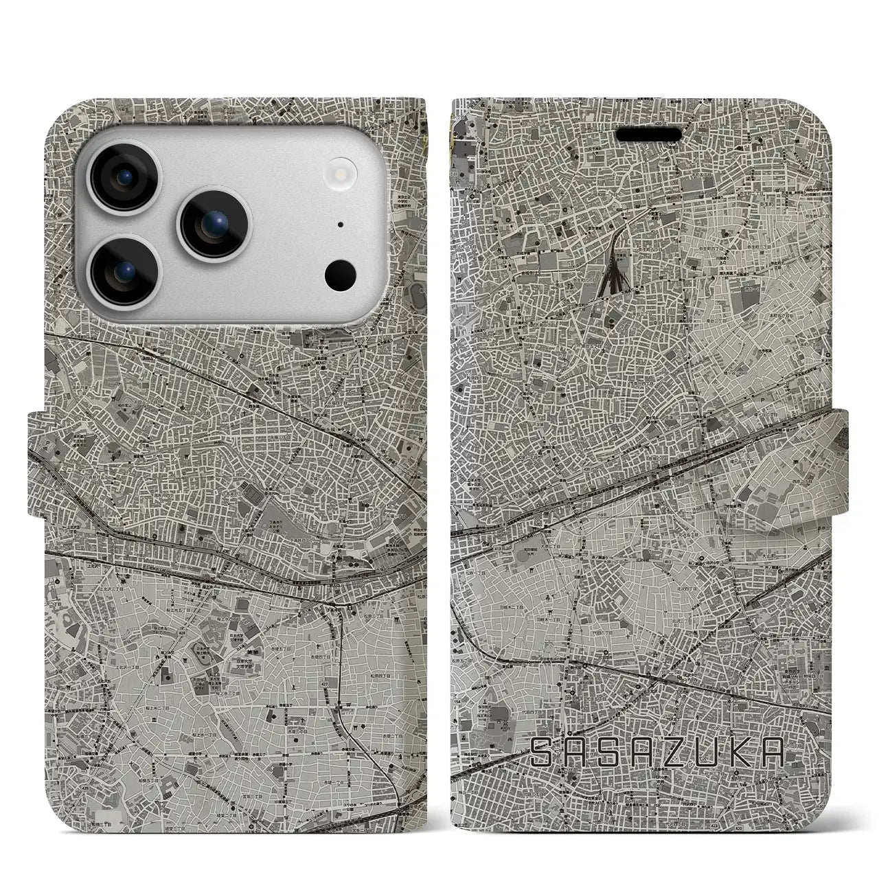 【笹塚（東京都）】地図柄iPhoneケース（手帳タイプ）