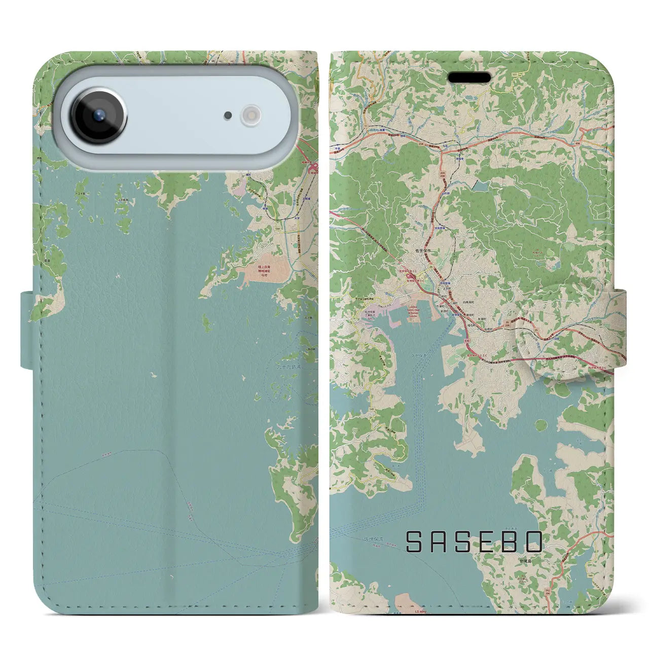 【佐世保（長崎県）】地図柄iPhoneケース（手帳タイプ）