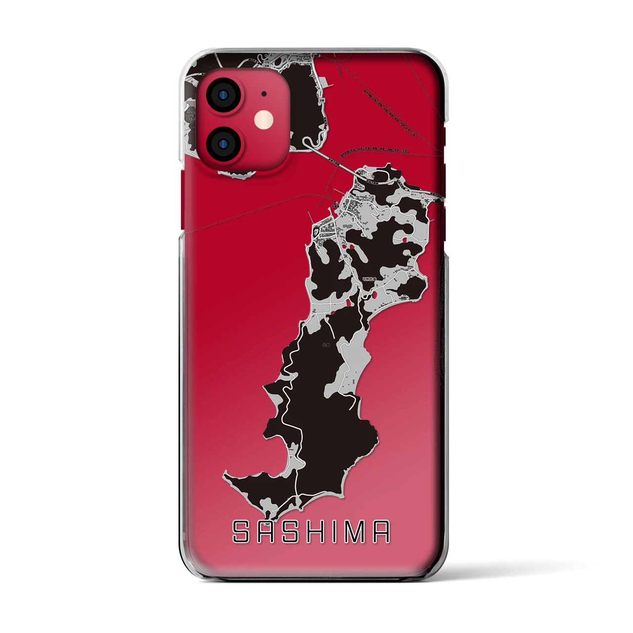 【佐島（愛媛県）】地図柄iPhoneケース（クリアタイプ）モノトーン・iPhone 11 用