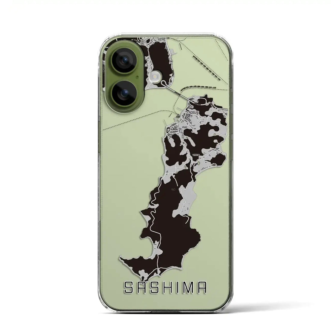 【佐島(愛媛県)】地図柄iPhoneケース(クリアタイプ)モノトーン・iPhone 17 Pro Max 用