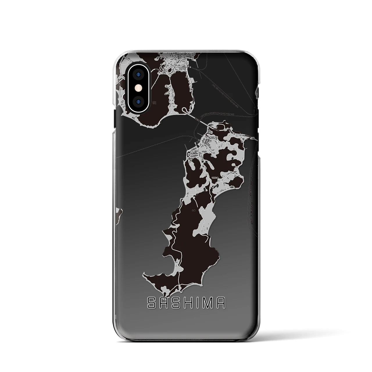 【佐島（愛媛県）】地図柄iPhoneケース（クリアタイプ）モノトーン・iPhone XS / X 用