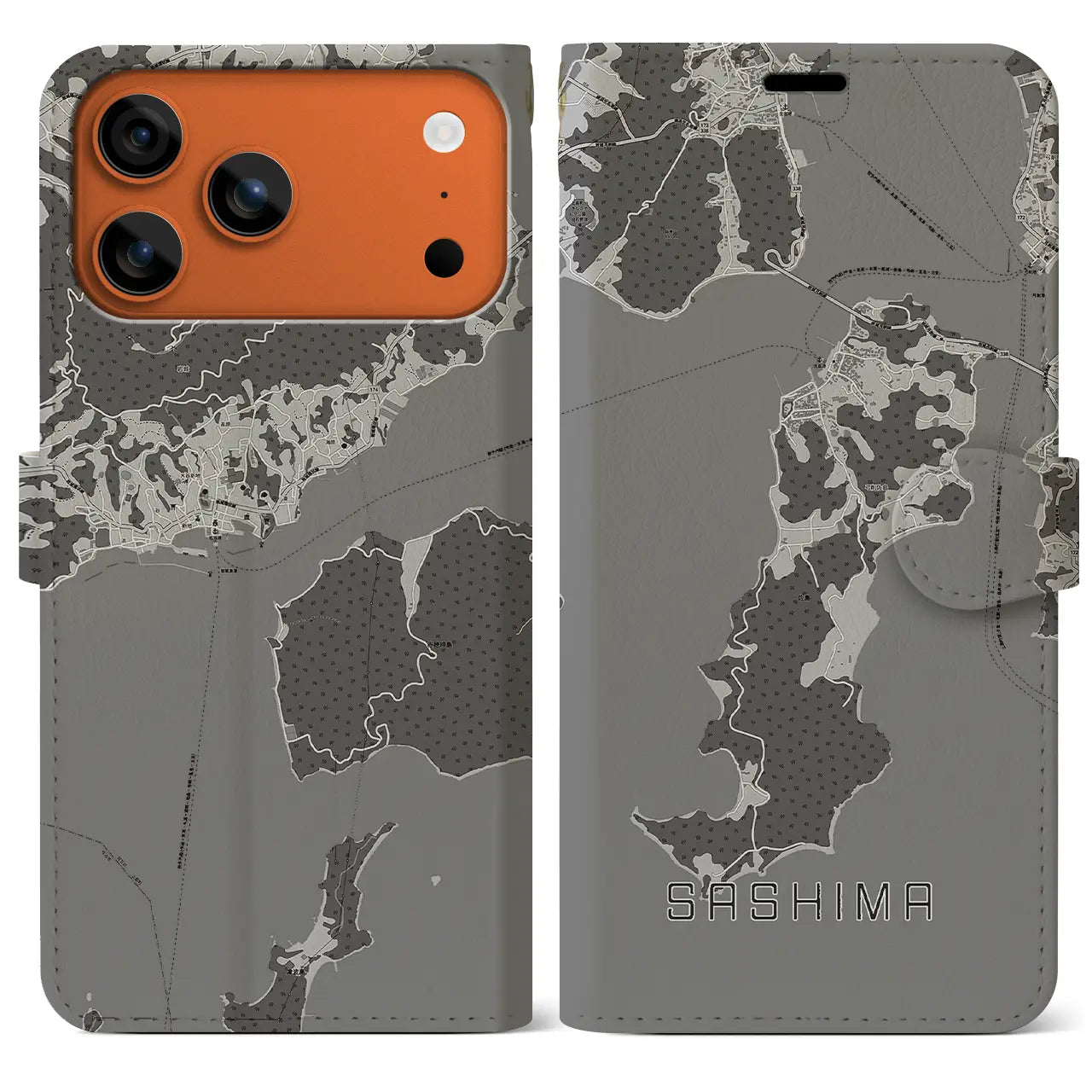 【佐島（愛媛県）】地図柄iPhoneケース（手帳タイプ）