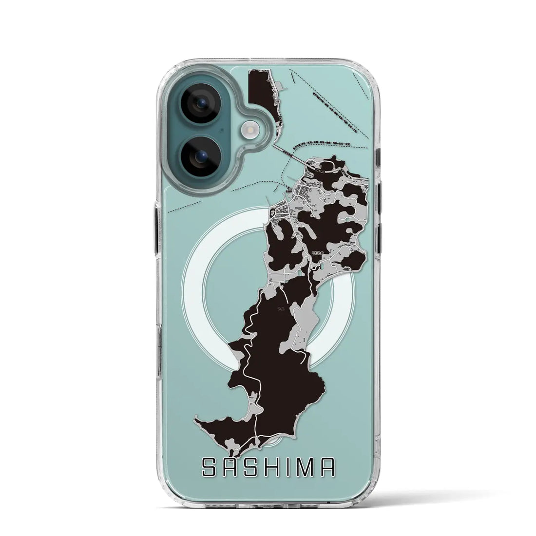【佐島(愛媛県)】地図柄iPhoneケース(MagSafeタイプ)モノトーン・iPhone 16 Pro 用