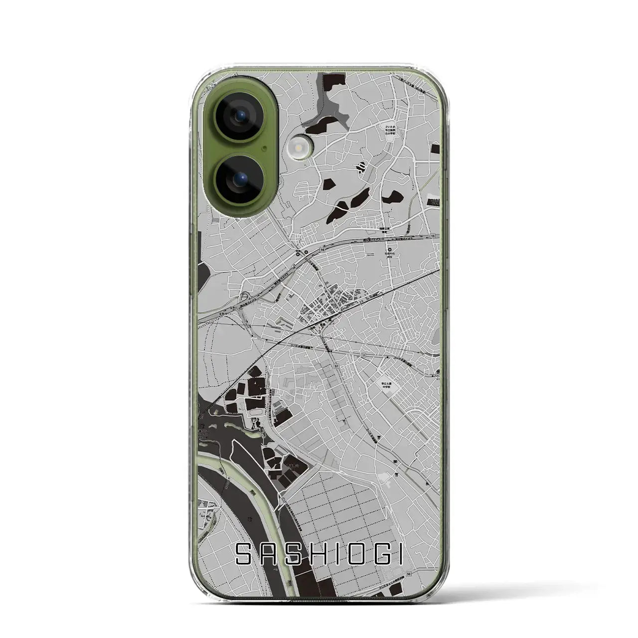 【指扇（埼玉県）】地図柄iPhoneケース（クリアタイプ）