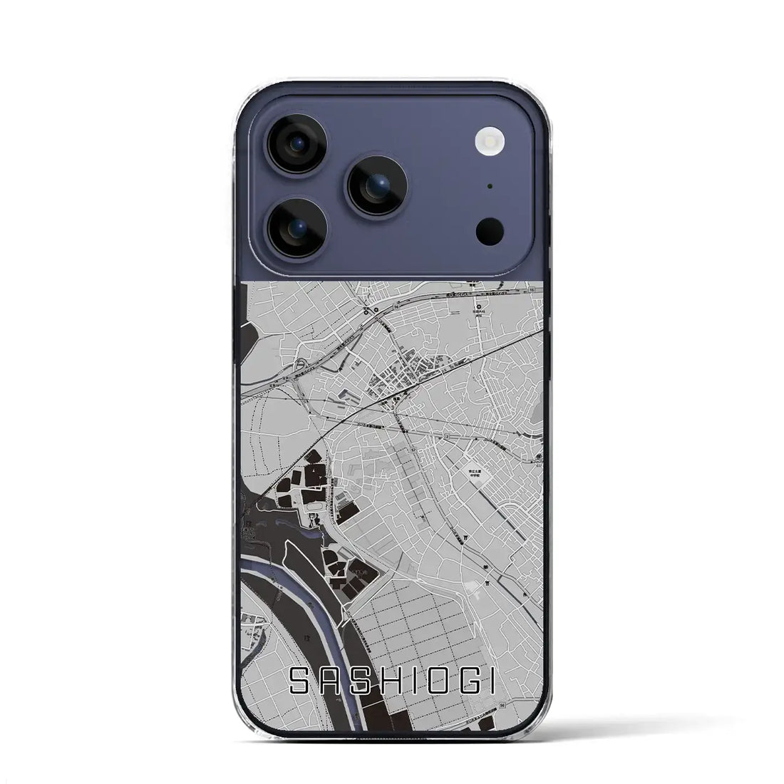 【指扇（埼玉県）】地図柄iPhoneケース（クリアタイプ）モノトーン・iPhone 17 Pro Max 用